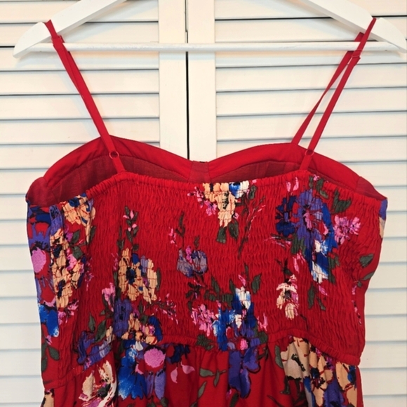 BAND OF GYPSIES Floral Maxi Dress Red Women Medium Boho Cottagecore Summer Retro - Picture 5 of 13